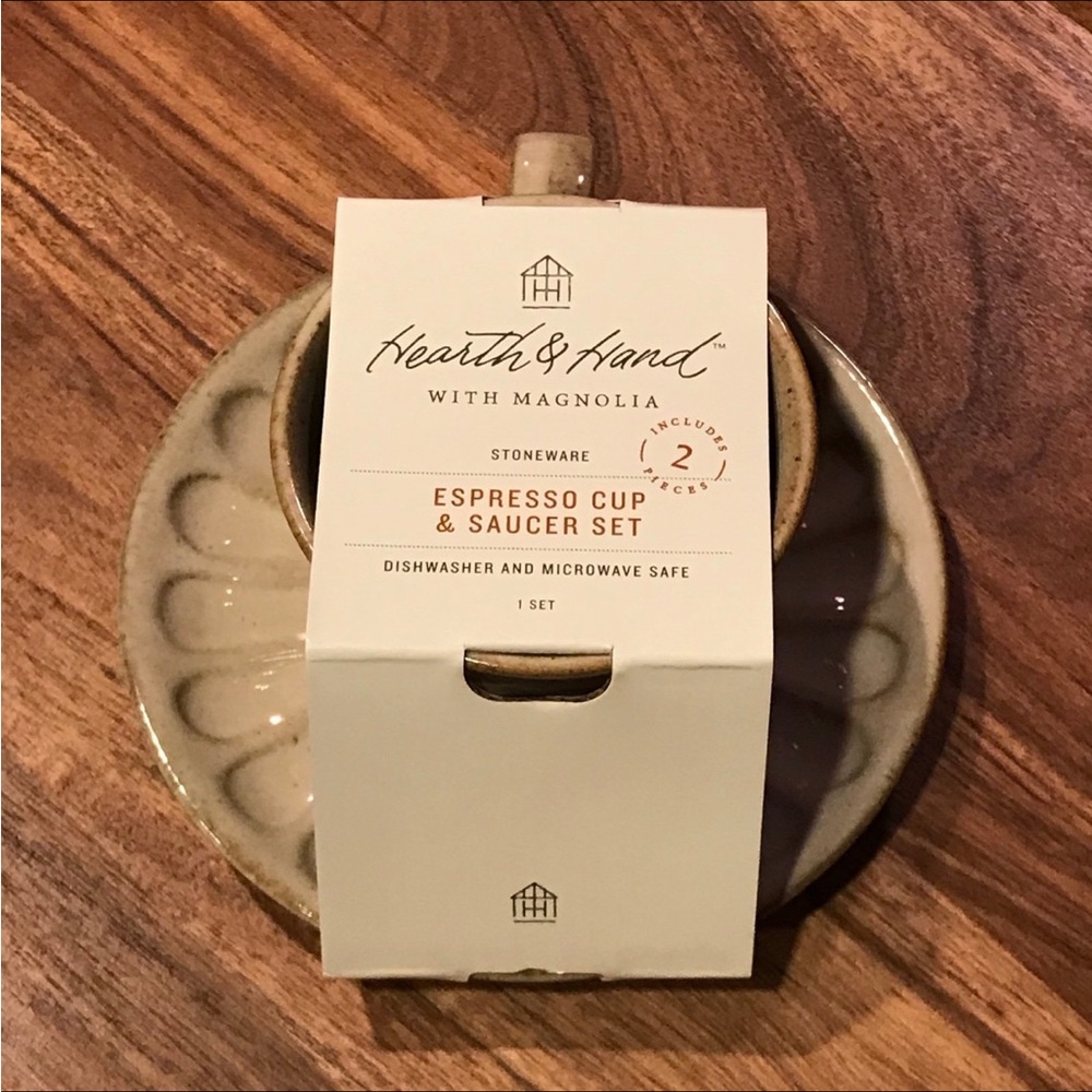 4.5oz Fluted Stoneware Espresso Cup & Saucer Tan - Hearth & Hand™ with Magnolia - Picture 8 of 8